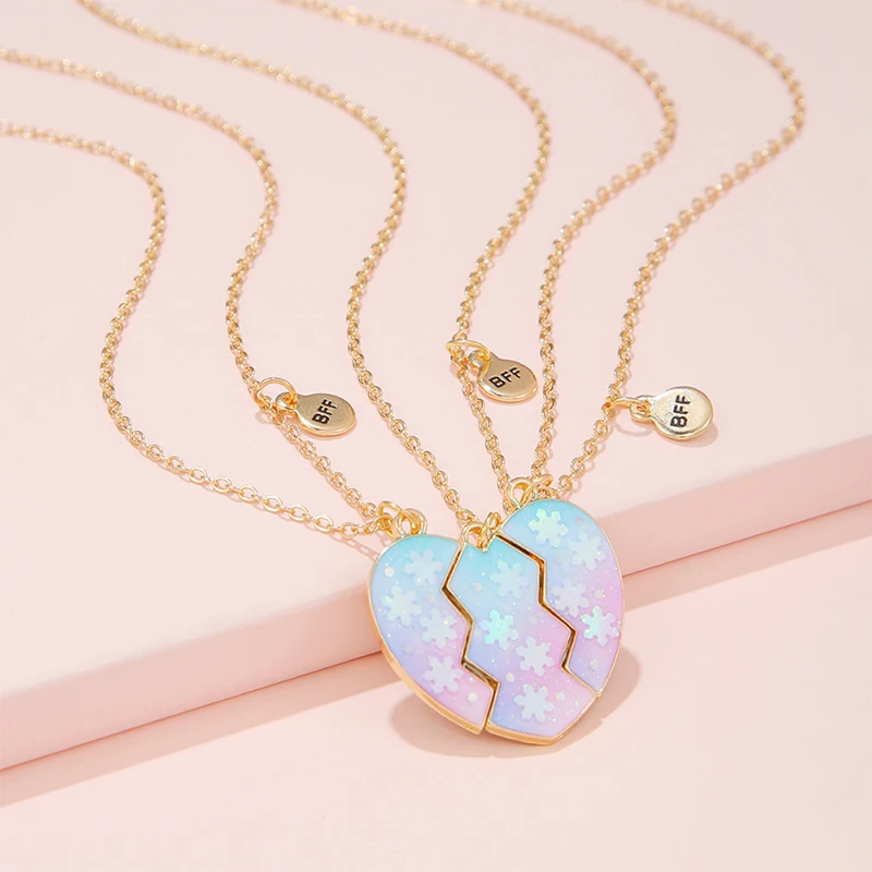 Collana Con Ciondolo A Forma Di Cuore Intarsiato In Materiale Resina Da