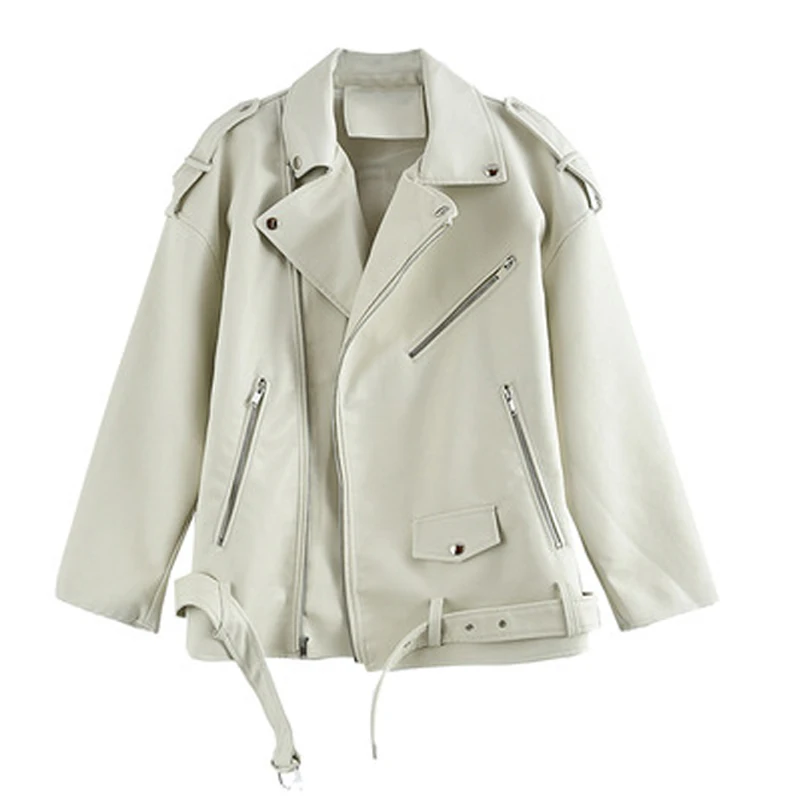 2024 Faux Leather Jacket Women Casual PU Loose Motorcycle Biker Coat  Female Streetwear Oversized Outwear Korean Chic Autumn New