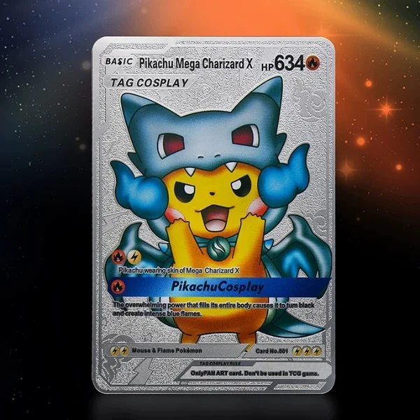New 9 models DIY Pokemon Metal Cards Pikachu Charizard Silver Vmax TAG Battle Card Game Collection Cards Gift Toys 6