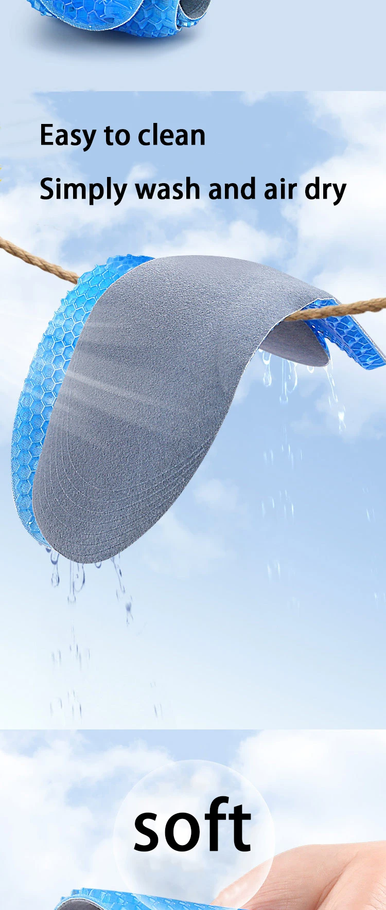 Neue atmungsaktive, stoßdämpfende Sport-Einlegesohlen aus Silikon, Unisex, rutschfeste Einlegesohle, weiche und bequeme Schuhpolster, 2 Stück/4 Stück – Detail 7