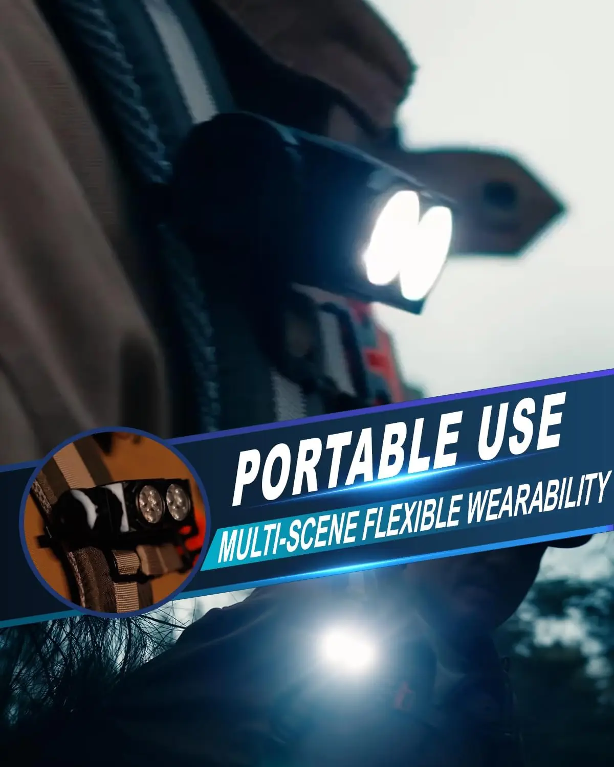 LED 충전식 헤드라이트 자석 캠핑 헤드 램프 헤드밴드 포함 야외 러닝 낚시용 방수 전면 헤드램프