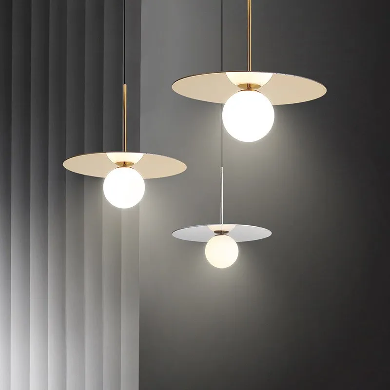 

Modern LED Pendant Light ChromeGlass Hanging Lamp Living Room Study Bedroom Corridor Stairs Home Decoration Ceilling Art Glasses