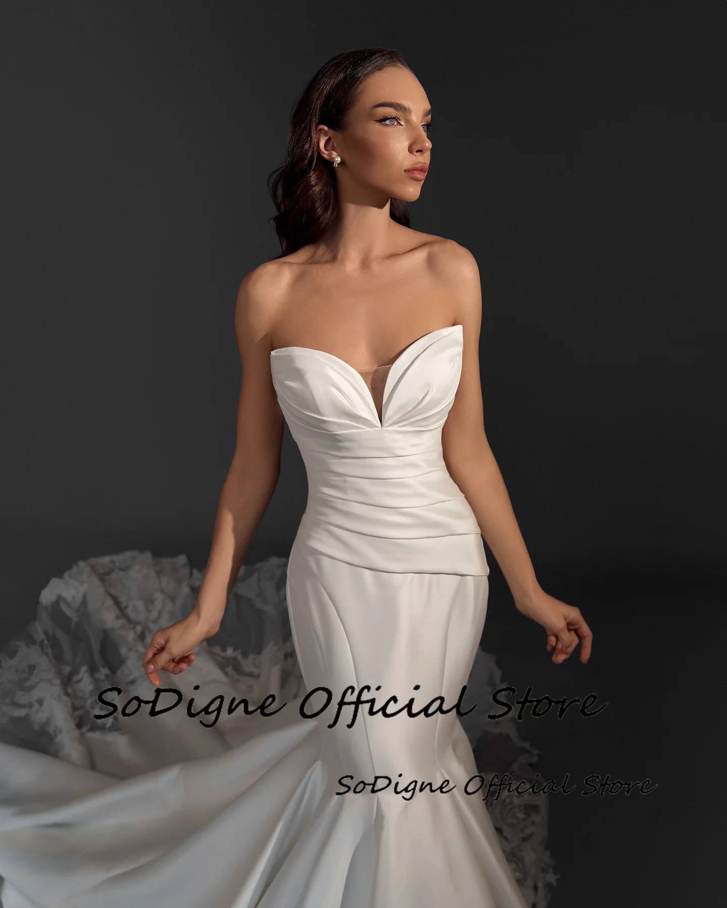 SoDigne Mermaid Satin Appliques Wedding Dresses Sweetheart Sleeveless Bridal Dress Long Wedding Gown Robe De Mairee Customized 13 Sd95611e292c847bc9de3d87fb7dfdf79v