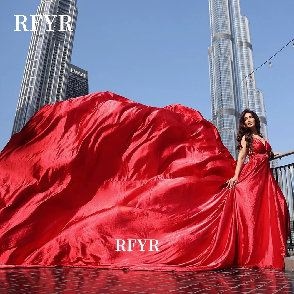 RFYR – robe de soirée trapèze, longue traîne, robes de soirée, robe volante, robe de Gala de célébrité pour femmes arabes, personnalisée