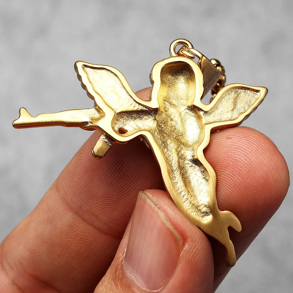 Collana Con Ciondolo Mitragliatrice AK47 In Acciaio Inox – Oro – Secondo Emendamento