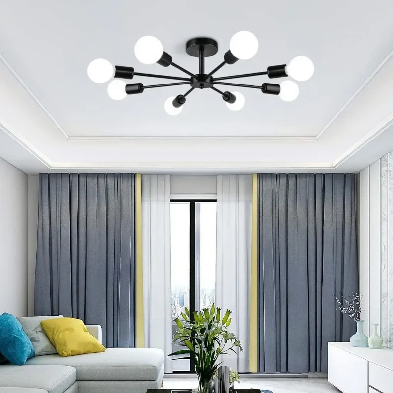 Modern chandelier restaurant black chandelier living room suspended ceiling light iron E27 home decoration