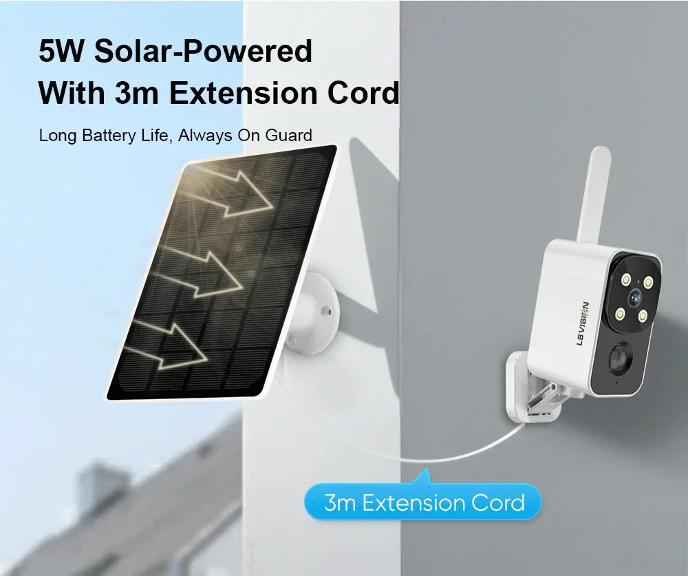 4MP Wifi Camera Solar Outdoor 180°Pan Rotation 4G SIM Security Cameras PIR Human