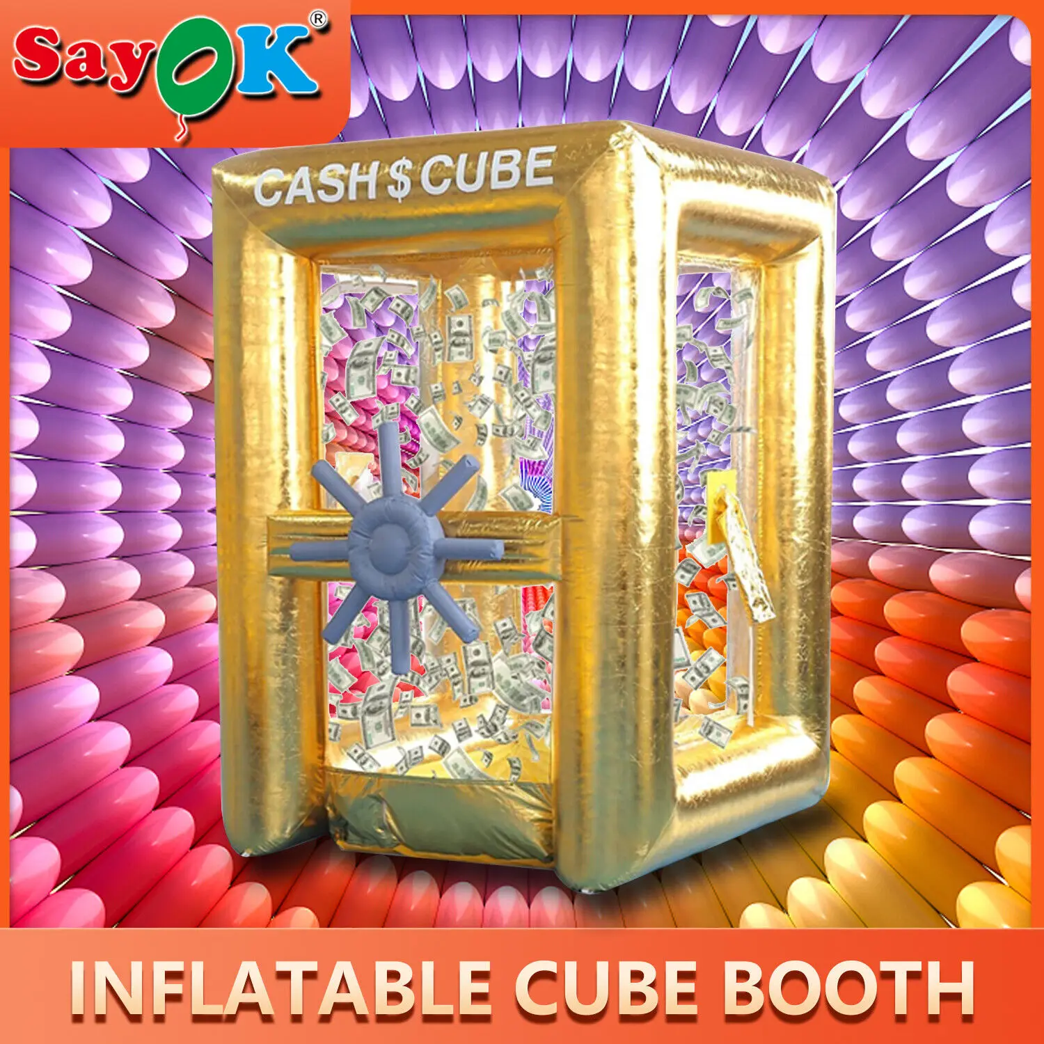 

SAYOK Inflatable Cash Cube Booth Inflatable Money Grab Machine for Advertising Promotionh Business Event Advertising NO Blower