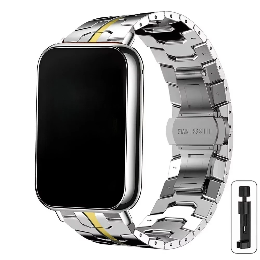 Stainless Steel Metal Band with Butterfly Buckle - Elegant Business Bracelet Strap