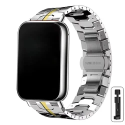 Stainless Steel Metal Band with Butterfly Buckle - Elegant Business Bracelet Strap for Redmi Watch 4 (Silver Gold)