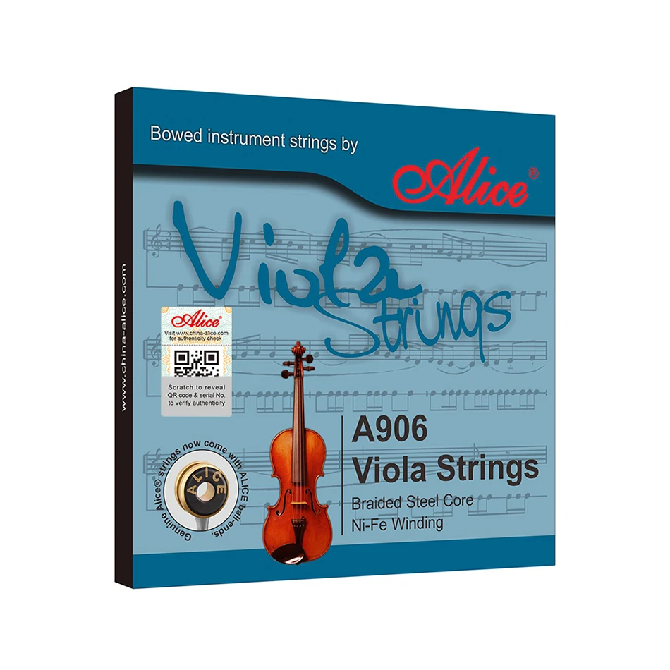 Alice A906 Viola Strings Braided Steel Core Ni-Fe Winding 1 Set/4 Strings 16" Violas Practice Performance