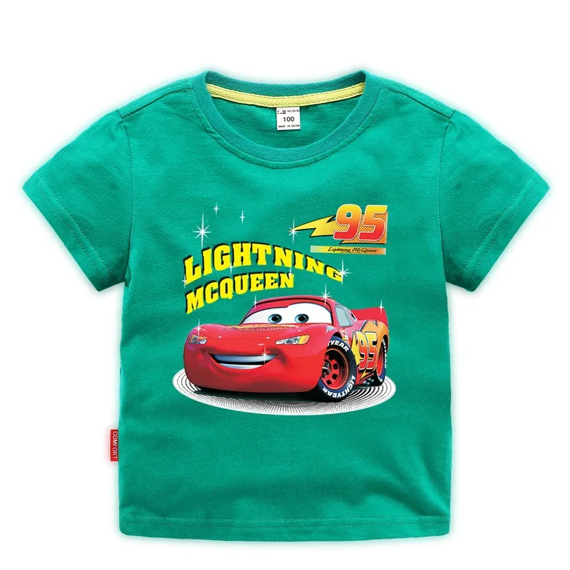thumbnail image 1 of Camiseta de manga corta de algodón para niños con dibujos animados de Disney Lightning Mcqueens, ropa para niños, ropa de carreras de coches, regalo para niños, 1 of 5