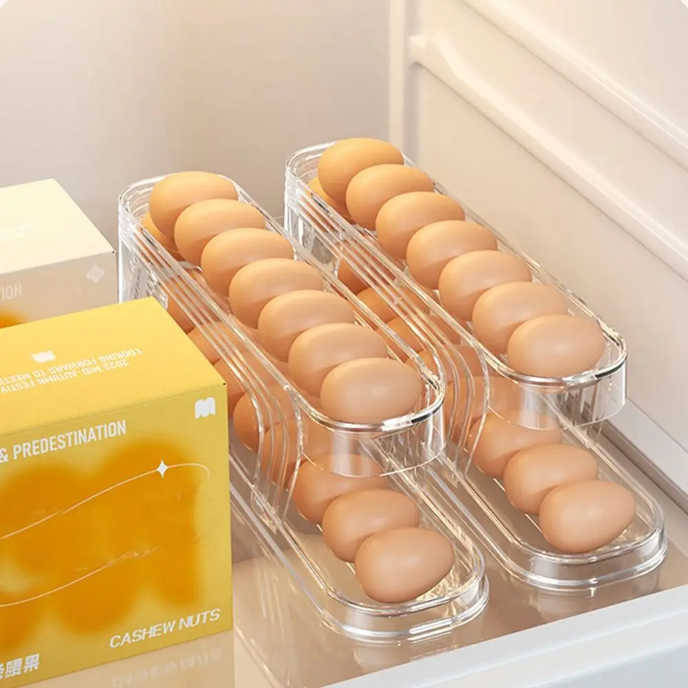 

Double-layer Automatic Scrolling Egg Storage Rack Refrigerator Egg Dispenser Kitchen Anti Drop Egg Storage Box