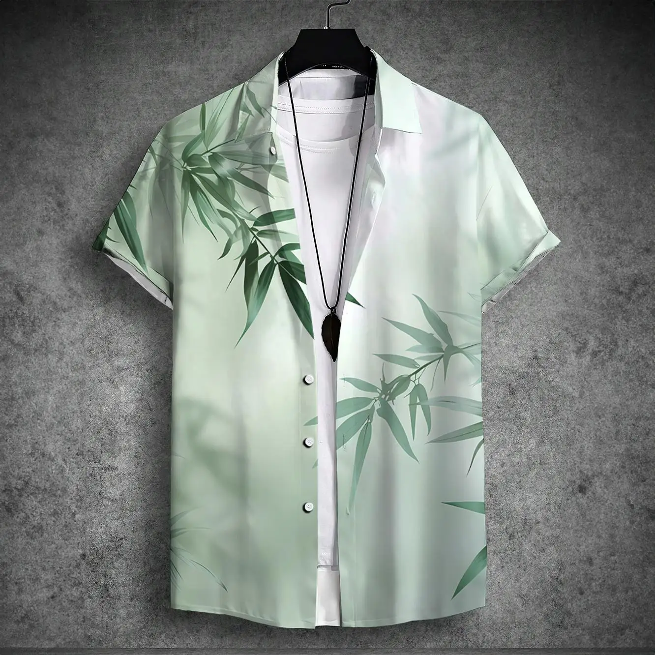 2024 new men's short-sleeved shirt Chinese style printed men's Hawaiian lapel top large size casual and comfortable men's shirt 2
