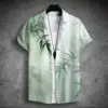 2024 new men's short-sleeved shirt Chinese style printed men's Hawaiian lapel top large size casual and comfortable men's shirt 2