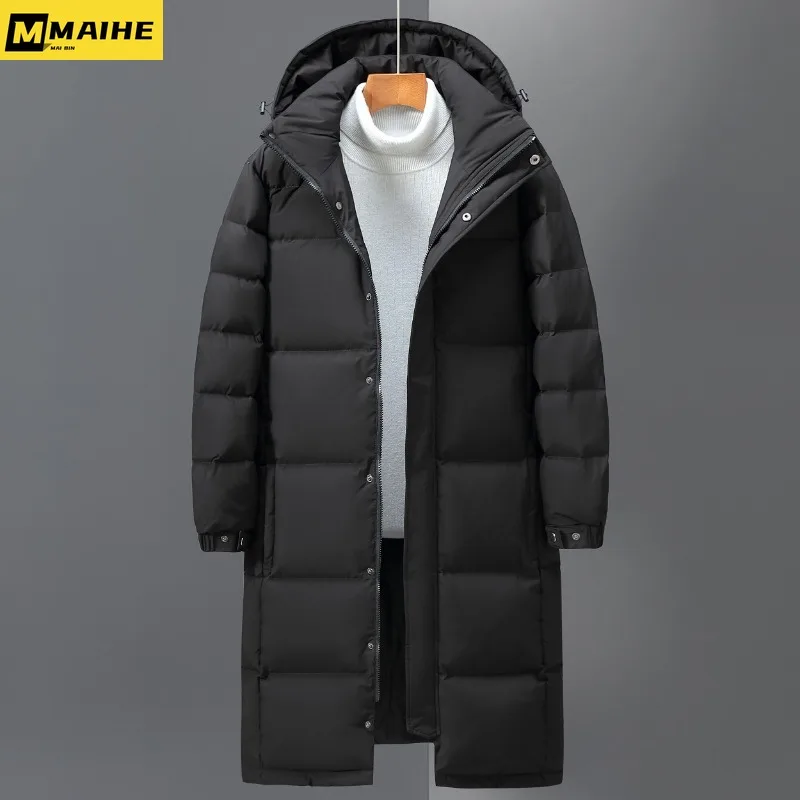 Men Winter Long Duck Down Coats Hooded Casual Down Jackets High Quality Male Outdoor Windproof Warm Winter Jackets Mens Clothing new fashion blazers mens autumn winter pland business male casual suit jackets high quality brand men formal blazer coat s 3xl