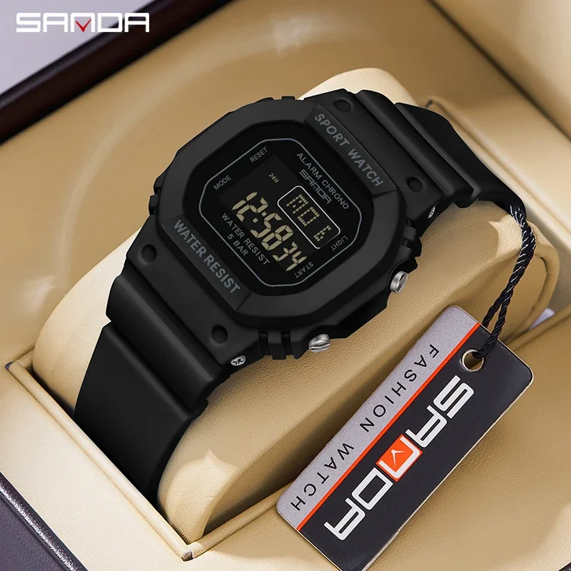

Sanda 393 New Square Multifunctional Electronic Watch Waterproof Glow Student Fashion Alarm Clock Watch