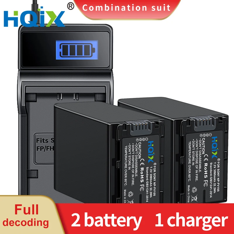 Hqix Per Sony Dsr-Sr68 Nex-Vg10E Vg20E Vg30Em Vg900 Dcr-Sx20E Sx83E Sx85E Sx21E Sx43E Sx63E Fotocamera Np-Fv100 Batteria A Doppio Caricatore