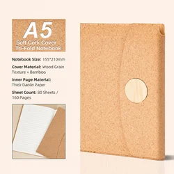 Eco - Friendly Cork Magnetic Journal - Custom A5 Soft Cover Notebook and Portable Business Planner (B 1PC)