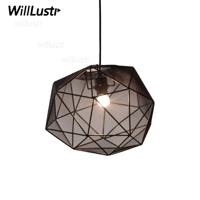 

Iron Diamond Fabric Pendant Lamp Nordic Style Suspension Light Dinning Bedroom Home Foyer Black White Hanging Ceiling Chandelier