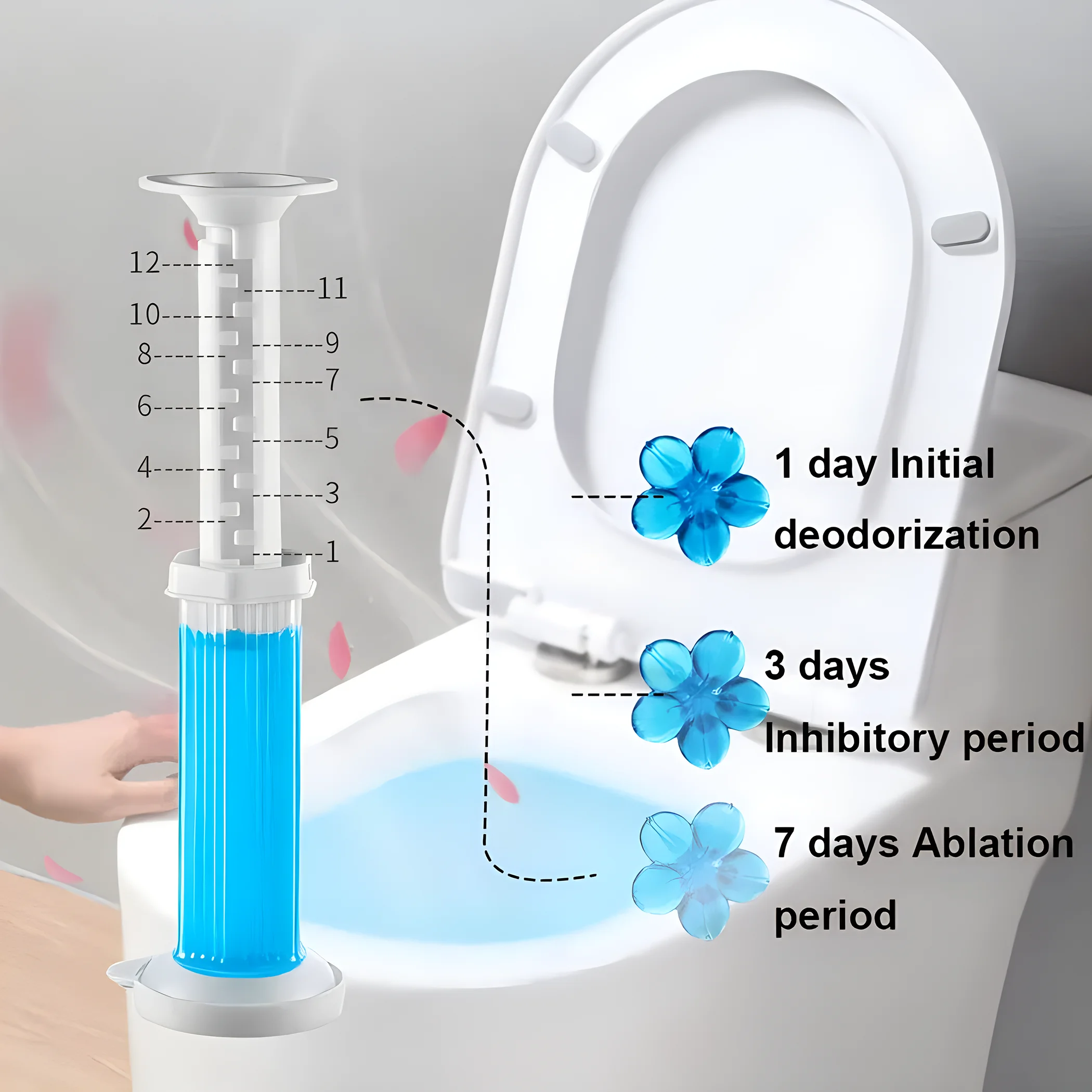 Toilet Cleaner Gel 1/2Pcs Flower Toilet Cleaner Gel Syringe Aromatic Drain Toilet Cleaning Detergent Air Freshener Remove Odors Home Bathroom Tools