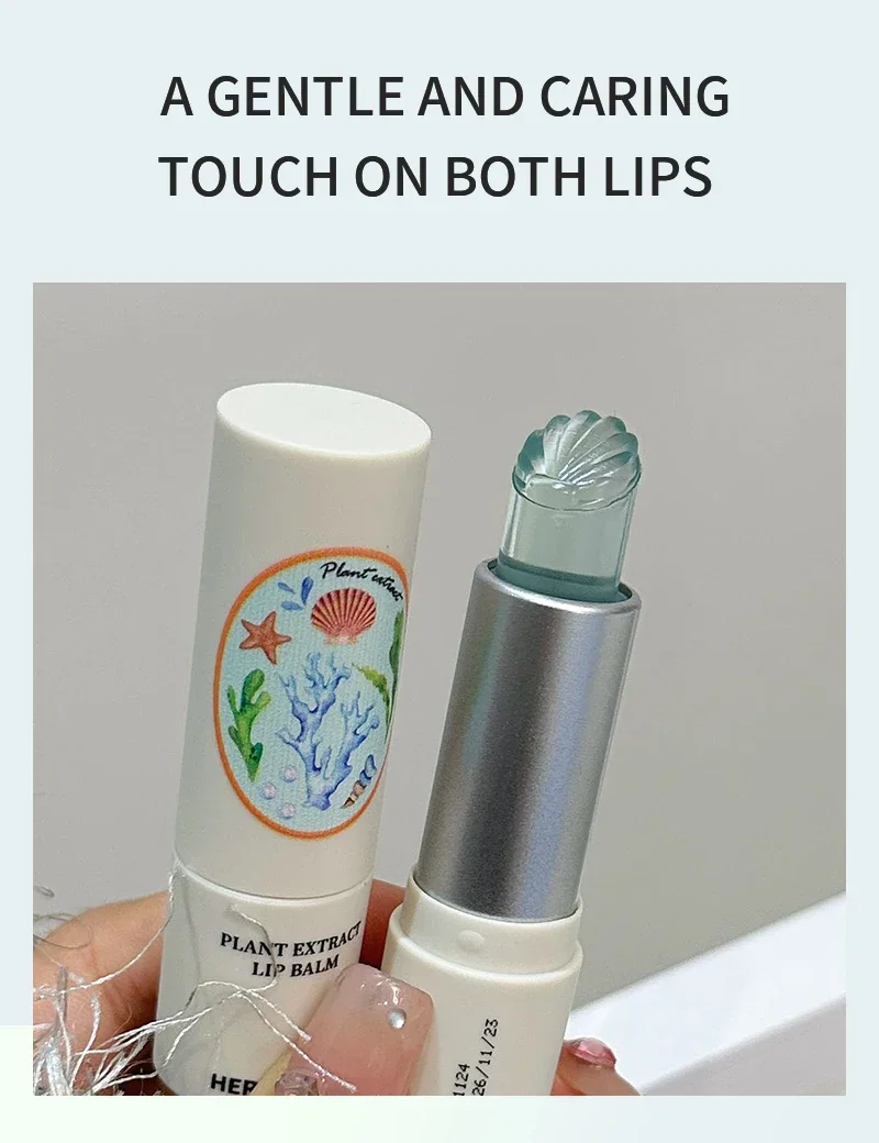 Description Picture 2 of itemSea Shell Shaped Lip Balm Clear Blue Moisturizing Lip-Primer Mask Cute Jelly Tinted Lipstick Lighten Lines Plump Lip Care Makeup