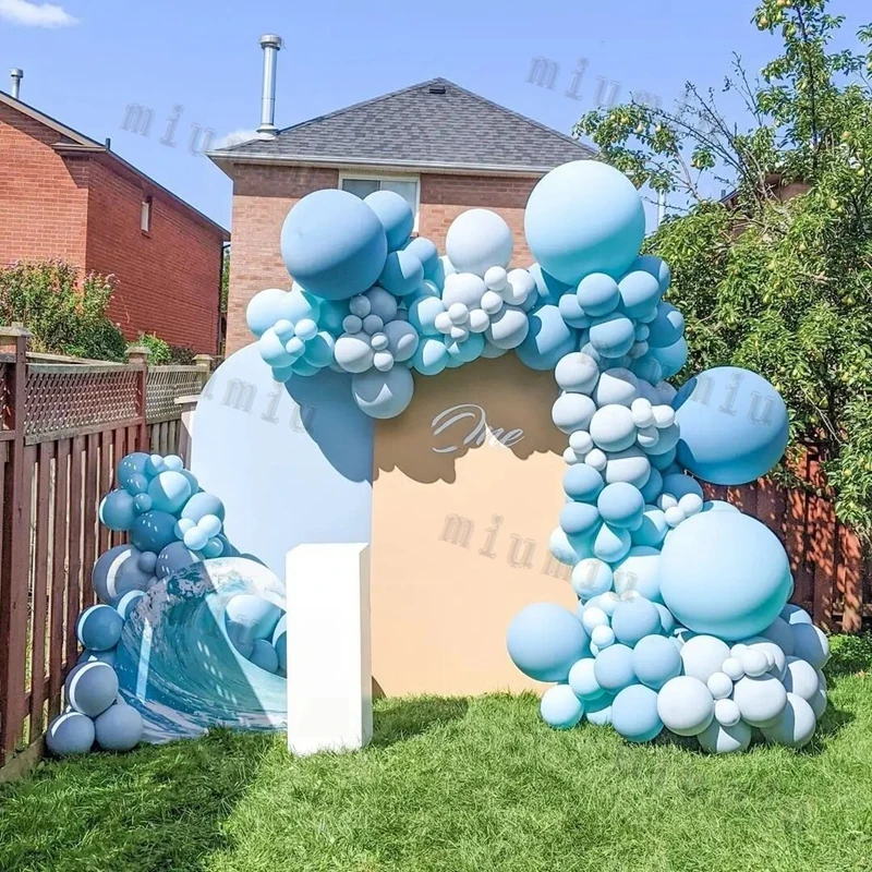 

Macaron Blue Balloon Garland Arch Kit Kids Happy Birthday Wedding Party Matte White Ballons Gender Reveal Baby Shower Decoration