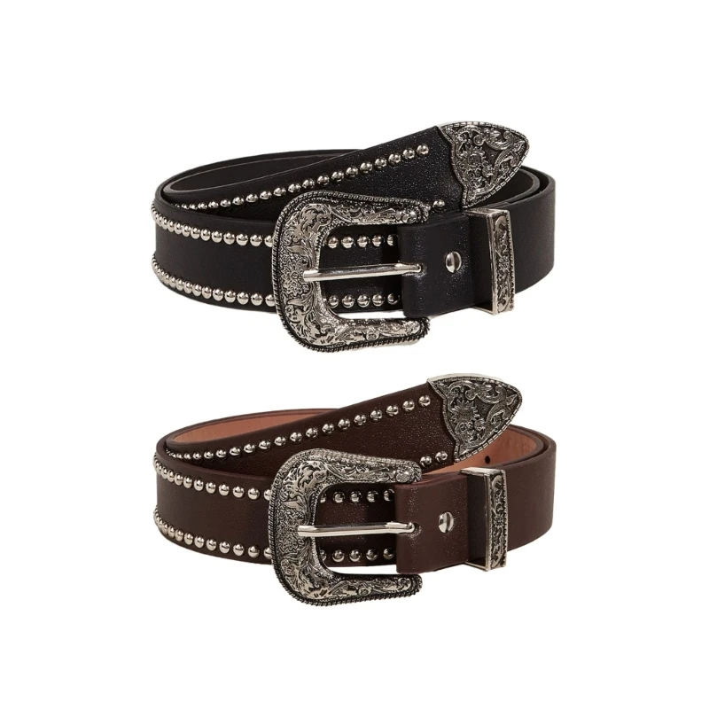 

Adult Waist Belt with Relief Pattern Buckle Light Luxurious Personality PU Waist Belts for Women Coat Dress Adjustable