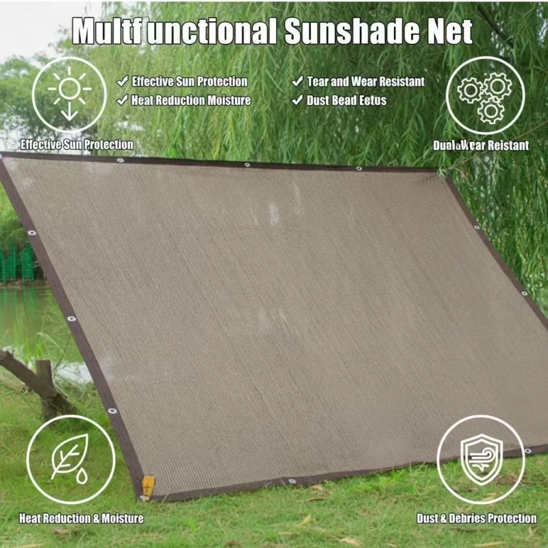Large Brown UV Protection Shade Net - Heavy Duty Breathable Outdoor Canopy Cover