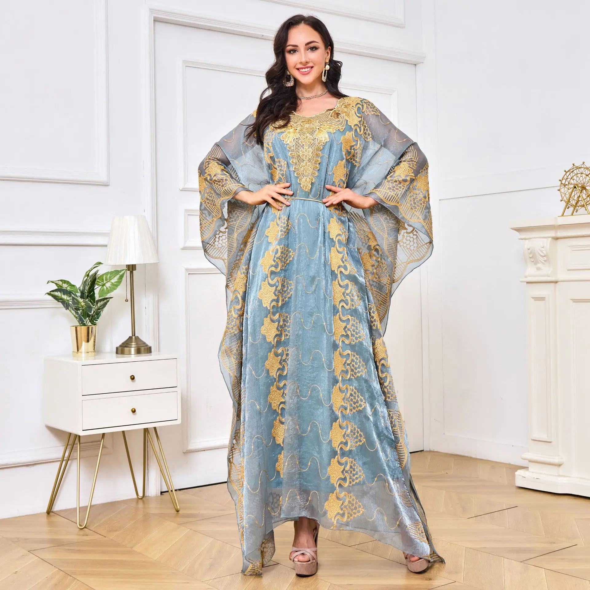 Caftan Moyen Marocain Eid, Robe Musulmane Brodée, Robes de Soirée