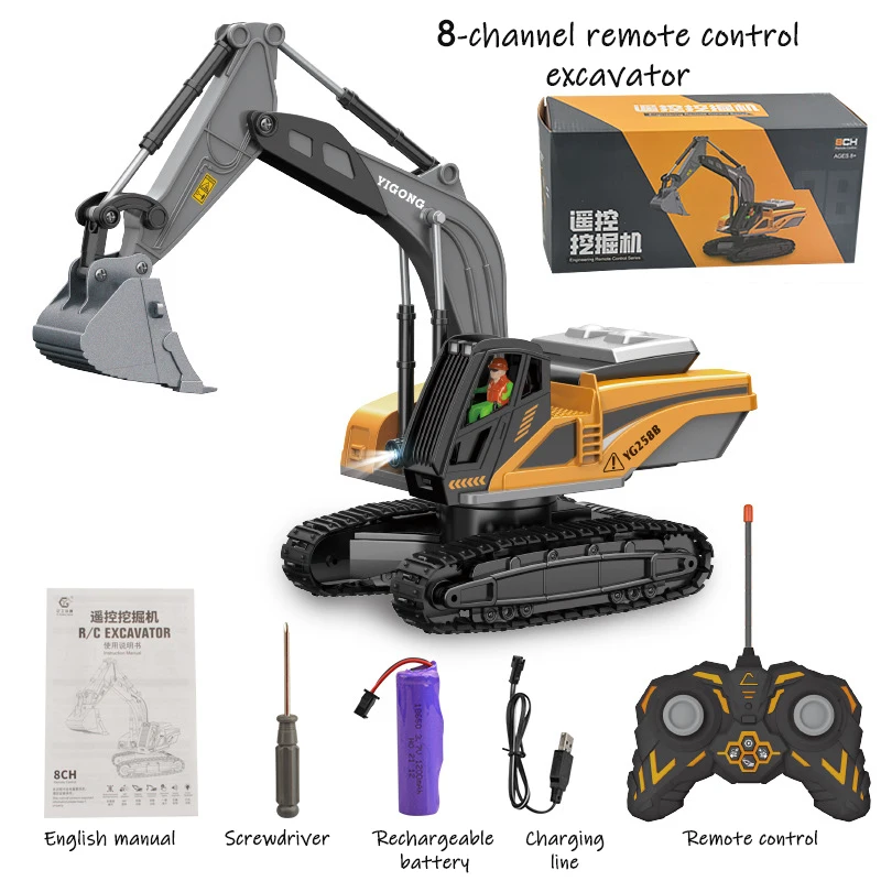 1: 20 Large Alloy Remote Control Excavator 11 Channel Crawler Excavator Children Boy Competition Engineering Vehicle Model Toy remote control cars & trucks RC Cars