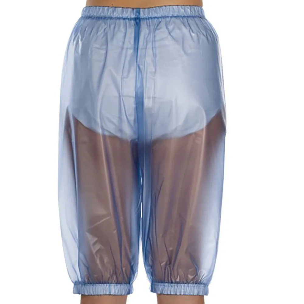 Club Plastic Sheer Adult Pants Erotic Sexy Incontinence Bloomers Sissy Cosplay Underwear Novelty Clear PVC Knee-length Pants 7XL