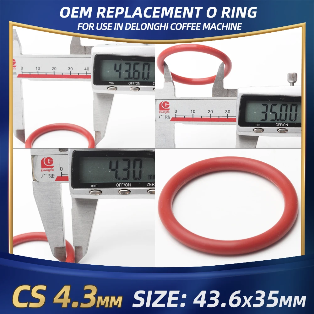Silicone O RING CS4.3mm For DeLonghi Coffee 43.6*35*4.3 mm 10PCS O-Ring VMQ Gasket seal Thickness 4.3mm ORing Red Rubber