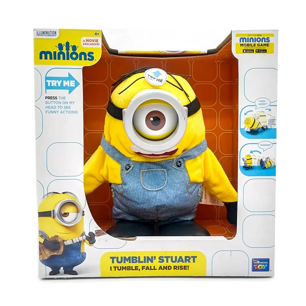 Minions Anime Movie Despicable Me Laughs Tumbling Stuart Electric Tumble Fall Rise Plush Figures Kids Birthday Gifts