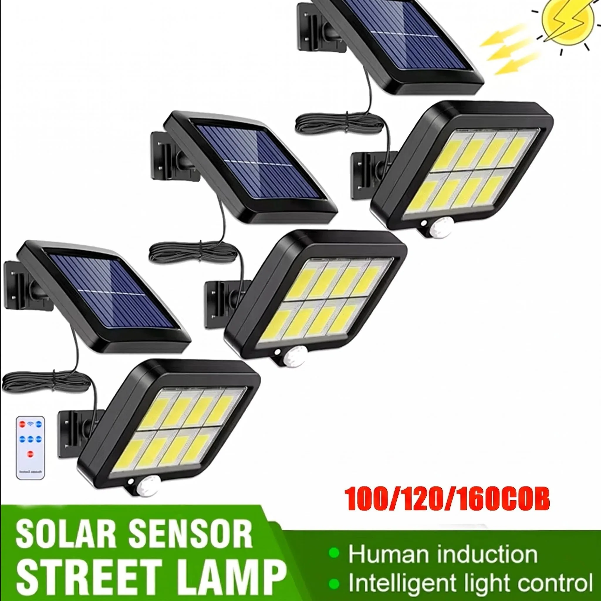 Solar Powered Outdoor Wall Light with Motion Sensor and Remote Control, Waterproof IP65, Bright COB