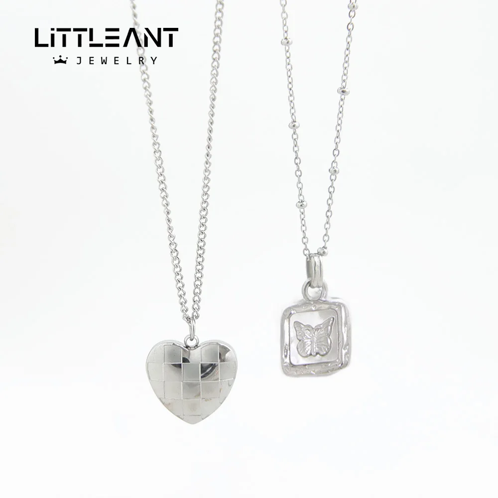Stainless Steel Tiny Heart Pendant Necklace Steel Color Love Heart Charms Floating Locket Necklaces Women Memorial Jewelry