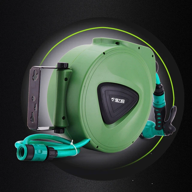 1/2X33 Ft Automatic Retractable Hose Reel with Nozzle Wall Mount 4S Shop  Car Wash Garden Irrigation System 180° Swivel Bracket - AliExpress