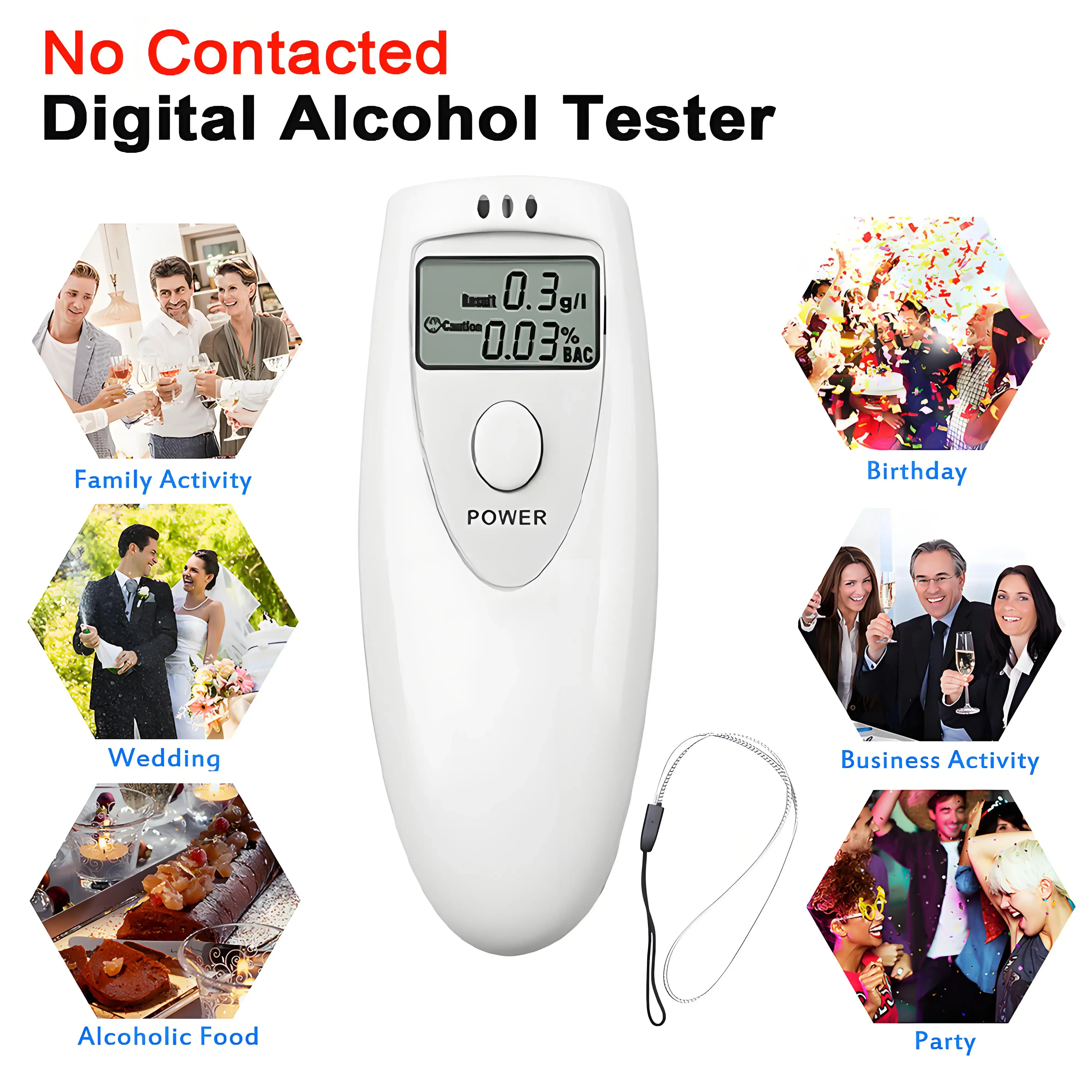 No Contacted Digital Alcohol Tester Portable Breath Alcohol Analyzer Breathalyzer Detector Detection LCD Screen alcohol tester breath alcohol tester