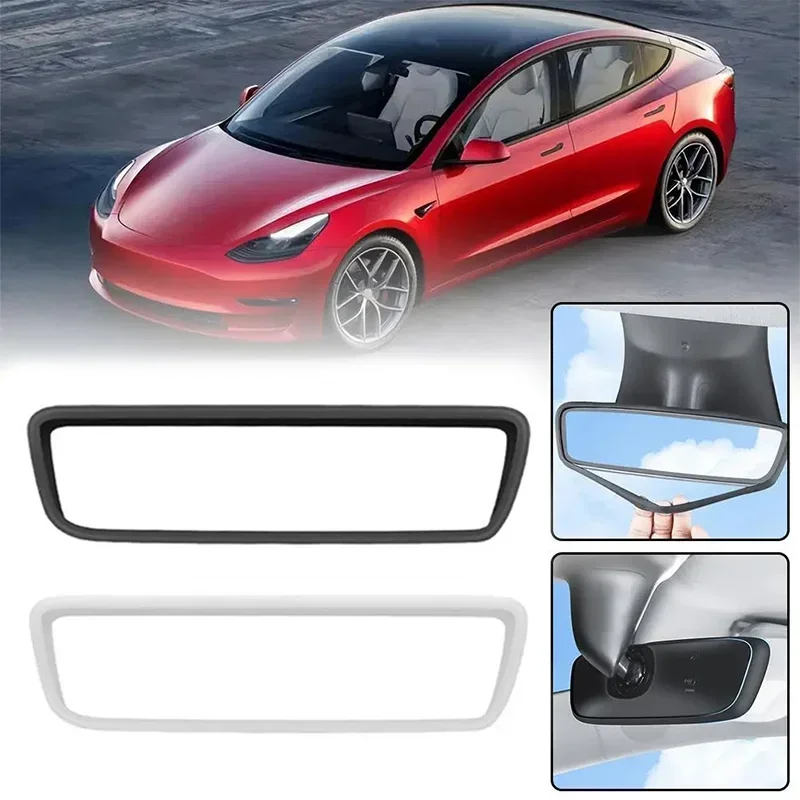 For Tesla Model 3/Y Silicone Car Rearview Mirror Cover Edge Frame Protect Case Prevent Bumping Protective Frame Accessories