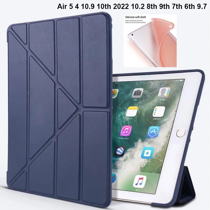 Capa de Silicone de Couro para Ipad Smart Case Ipad Air 10.9 7th 8th 9th 9th Geração Ipad 12 Pro 11 Mini 2023 2023
