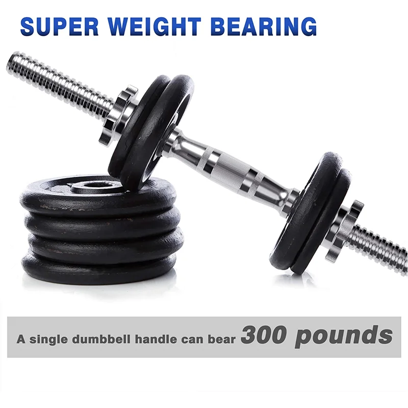 Threaded Dumbbell Handles Adjustable Dumbbell Bar Handles 1 Inch Standard Weight Plate Weightlifting Accessories 300lbs