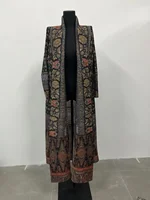 Miyake Pleated Print Foldable Collar Long Sleeved Trench Coat for Women 2024 New Winter Original Designer Fashion Cardigan Dress 2