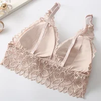 Ensemble soutien-gorge et culotte en dentelle pour femme, bralette sans fil, culotte taille basse, slip en dentelle transparente, sous-vêtements confortables, ensemble de lingerie sexy S-L 6