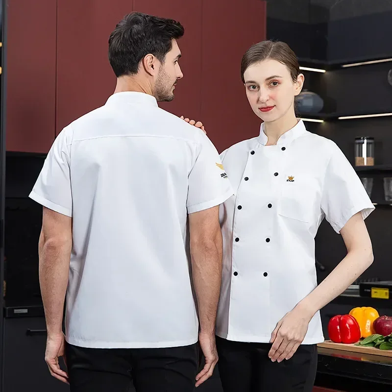 

Restaurant Chef Bakery Cook Breathable Coat Cooking Kitchen Plus Soft Catering Uniform Food Size Jacket Service
