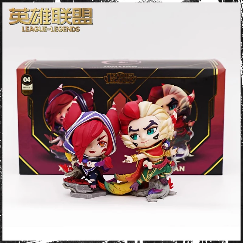 

12cm Riot League Of Legends Anime Figurine Xayah Action LOL S13 Rakan Figure Standing Model Toy Room Ornament Christmas Gift