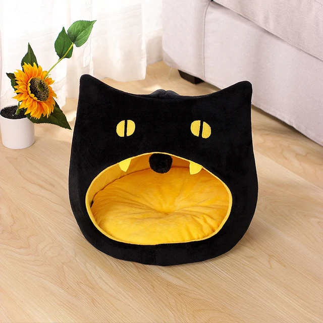 Cats Bed Halloween Goods Warm Houses and Habitats Winter Pet Christmas Puppy Accessories Dog All Kitten Supplies House Accessory 2