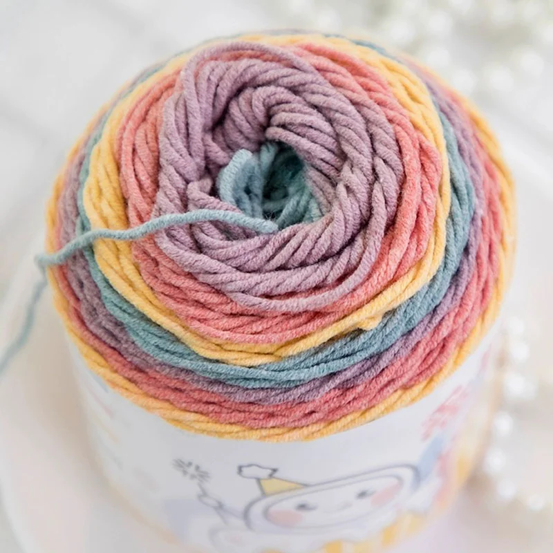 3-Pack 300g/10.58oz Soft & Durable Multicolor Dyed Gradient Cotton Acrylic Blend Yarn for Knitting, Crocheting Sweaters, Scarfs 4