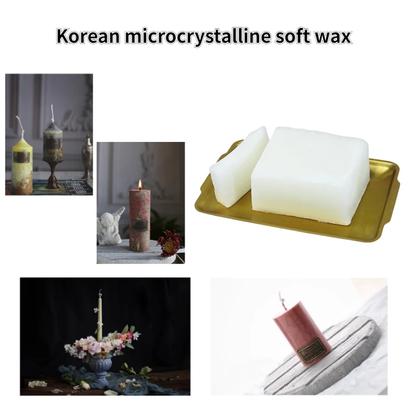 500g Korean Microcrystalline Soft Wax Solid Block Shape Additive DIY Aromatherapy Decorative Manual Rolled Edging Wax Material