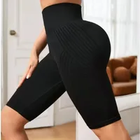 Shorts de sport taille haute sculptants et anti-cellulite 3D, effet push-up fessier, compression abdominale, 8 pouces, pour entraînement et gym 5