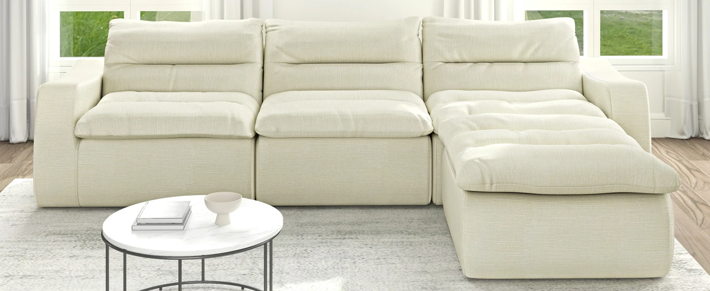 Modern Minimalist Lazy L Shaped Couch Set for Living Room